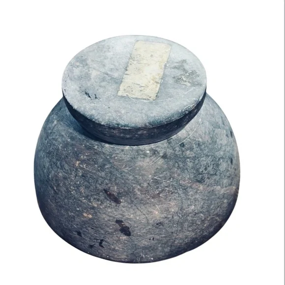 Mortal & Pestle Set Solid Natural Marble Brown  4" Made in India - Picture 4 of 7